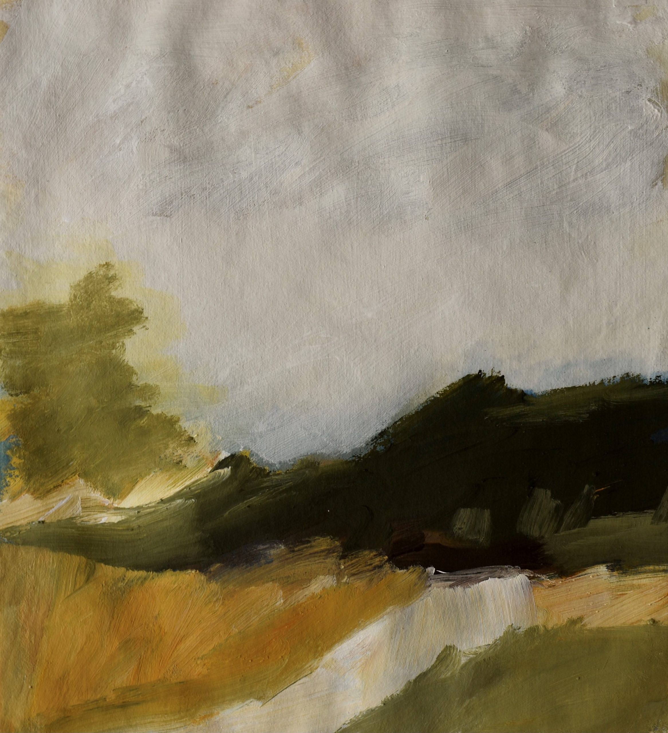 Eleanor Millard 'Olive Hills' acrylic on handmade Indian paper 72 x 57cm (framed size: 77 x 62cm) NZ$6,050