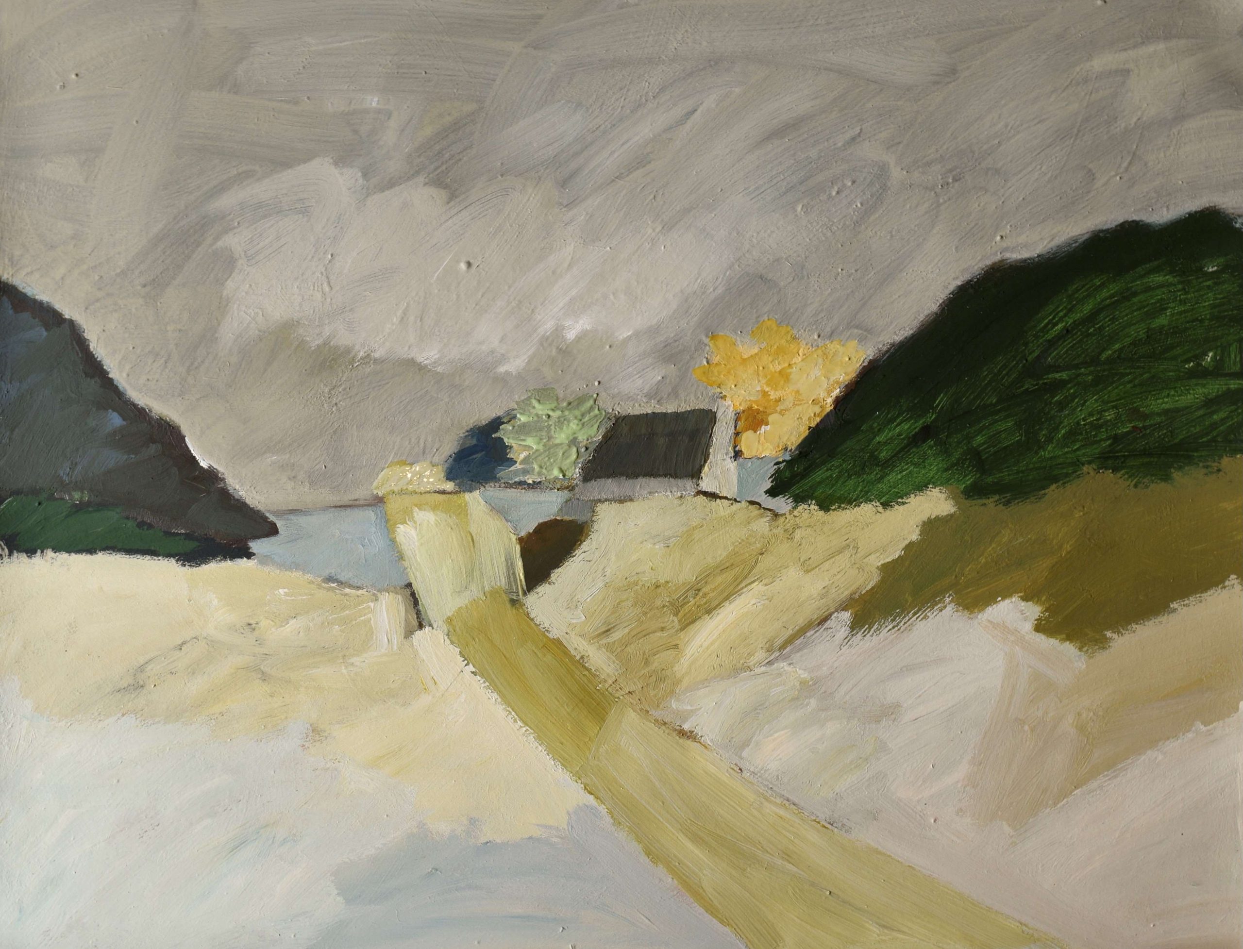 Eleanor Millard 'The Green Hill' acrylic on Dutch aquatint paper 76 x 97cm (framed size: 84 x 105cm) NZ$7,995