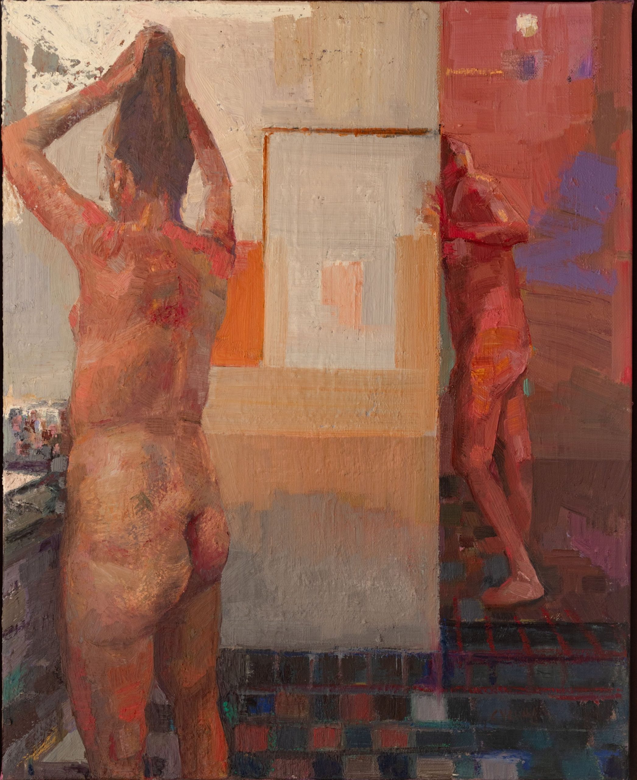 Dagmar-Cyrulla-'Bathroom-Ritual-11'oil-on-linen-50-x-40cm $6800