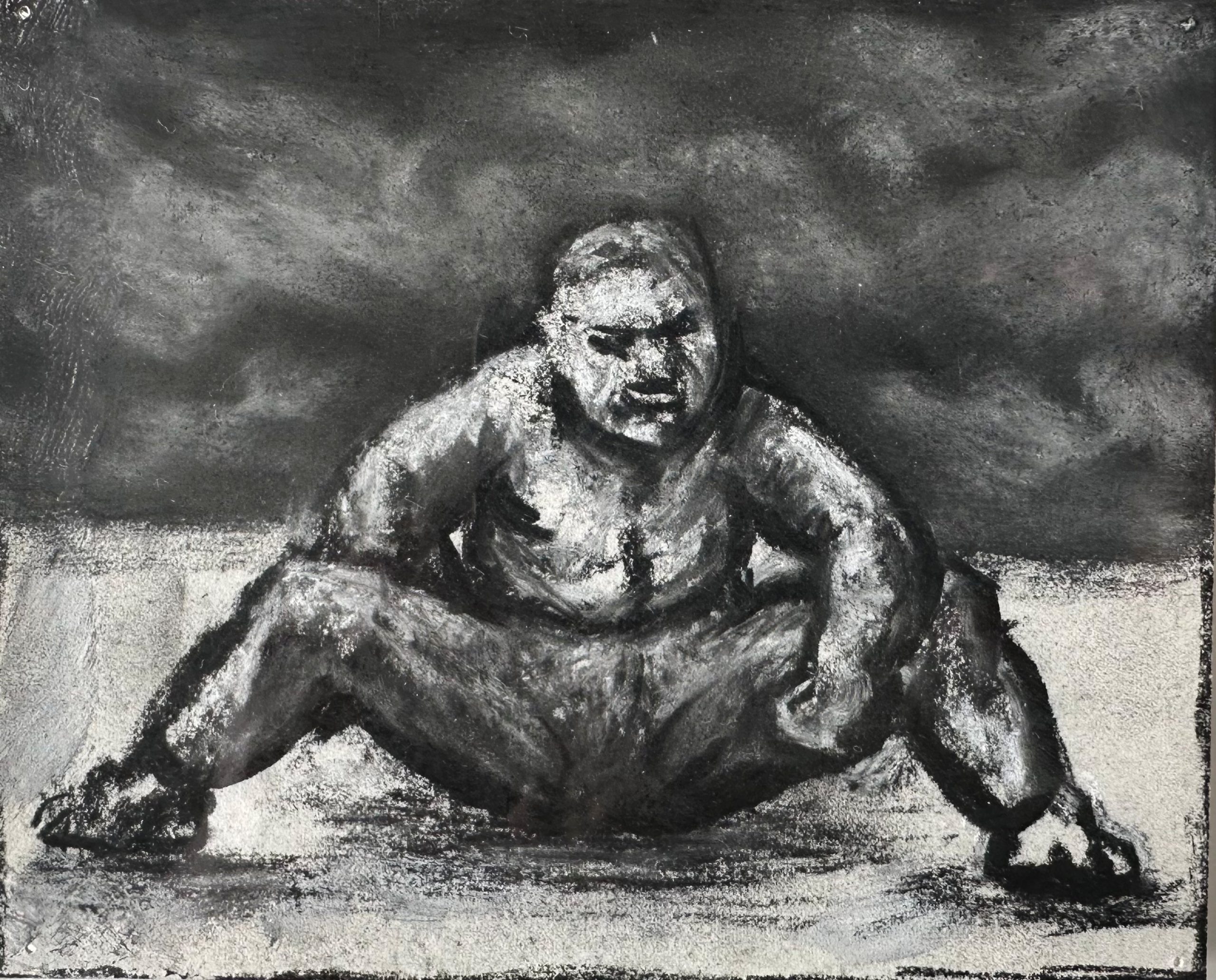 Peter-Booth-'Untitled Man' -oil-pastel-on-paper-12-x-15cm-scaled.jpg $2800